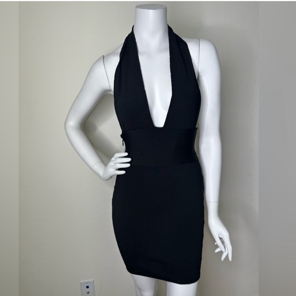 MY OUTFIT ONLINE BLACK HALTER BANDAGE MINI DRESS SZ S